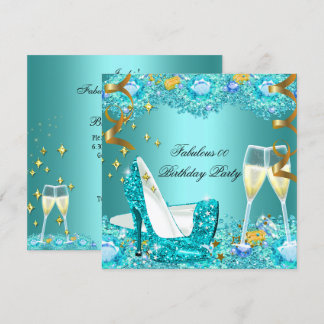 Fabulous Aquamarin Blue Glitzer High Heels Champag Einladung