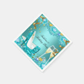 Fabulous Aquamarin Blue Glitzer High Heels Champag Serviette (Ecke)