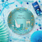 Fabulous Aquamarin Blue Glitzer Pappteller (Party)