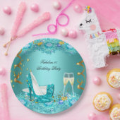 Fabulous Aquamarin Blue Glitzer Pappteller (Party)