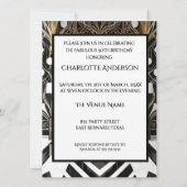 Fabulous Art Deko Ethnic Woman Gold Schwarz-weiß Einladung (Rückseite)