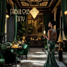 Fabulous Art Deko Room Ethnic Woman Green Gold