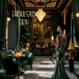 Fabulous Art Deko Room Ethnic Woman Green Gold Einladung