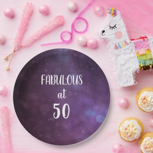 Fabulous at 50 Purple Birthday Party Paper Plates Pappteller (Party)