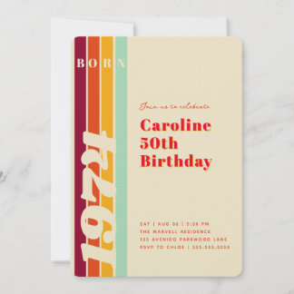 Fabulous at 50 Retro Birthday Party Invitation Einladung