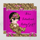 Fabulous Baby Shower Baby Niedlich Girl Leopard Pi Einladung (Vorne/Hinten)