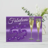 Fabulous bei 55 Girly Birthday Lila Glitzer Party Einladung (Stehend Vorderseite)
