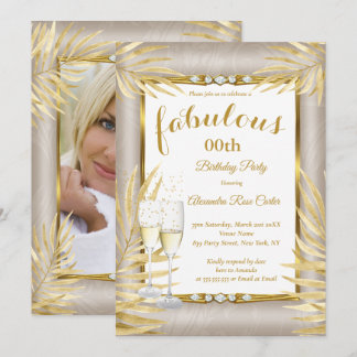 Fabulous Beige Gold Palms Champagner Party Einladung