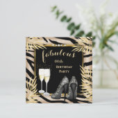 Fabulous Beige Gold Palms zebra Champagner Party Einladung (Stehend Vorderseite)