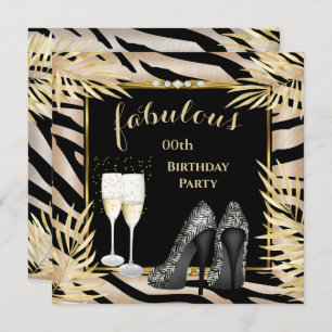 Fabulous Beige Gold Palms zebra Champagner Party Einladung