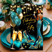 Fabulous Birthday Aquamarin Blue Champagne Dress Einladung