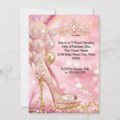 Fabulous birthday Blush Pink Tiara Gold Heel Einladung (Rückseite)