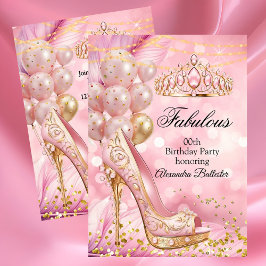 Fabulous birthday Blush Pink Tiara Gold Heel Einladung