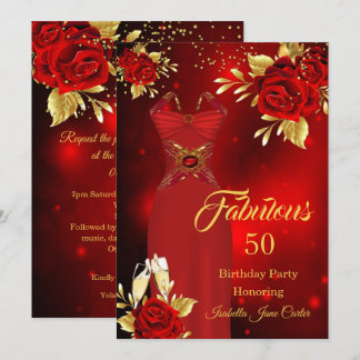 Fabulous Birthday Champagne Dress Rote Rose Gold Einladung