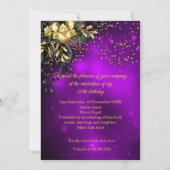 Fabulous Birthday Champagne Lila Gold Floral Einladung (Rückseite)