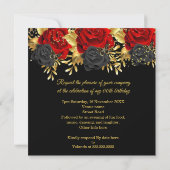 Fabulous Birthday Champagne Red Black Rose Gold Einladung (Rückseite)