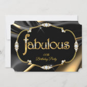 Fabulous Birthday Diamonds Gold Black Einladung (Vorderseite)