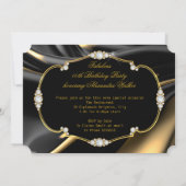 Fabulous Birthday Diamonds Gold Black Einladung (Rückseite)