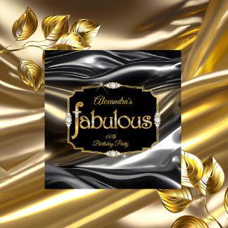 Fabulous Birthday Diamonds Gold Black Silver Einladung