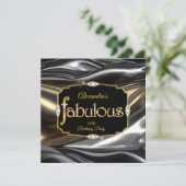 Fabulous Birthday Diamonds Gold Black Silver Einladung (Stehend Vorderseite)