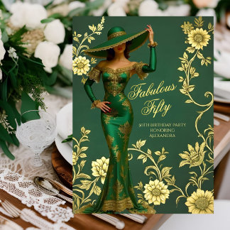 Fabulous Birthday Emerald Gold Damen Kleid Einladung
