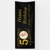 Fabulous Birthday Gold Black Photo  Banner (Vertikal)