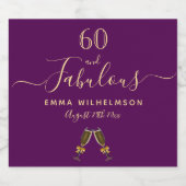 Fabulous birthday party purple gold glam schaumweinetikett (Einzelnes Label)