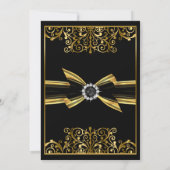 Fabulous Birthday Pearl Gold Lace Bow Black Invite Einladung (Rückseite)