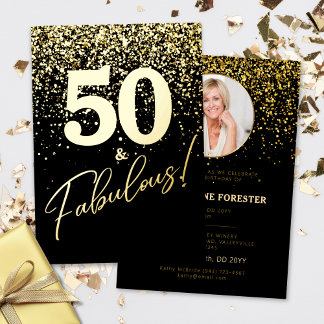  Fabulous Birthday Photo Gold Foil Invitation Folieneinladung