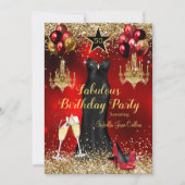 Fabulous Birthday Red Celebration Star Heelse Klei Einladung (Vorderseite)