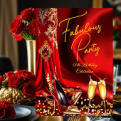 Fabulous Birthday Red Gold Heels Champagne Einladung