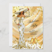 Fabulous Birthday White Gold Woman Champagne Einladung (Vorderseite)