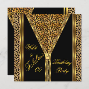 Fabulous Birthday Zipper Gold Wild Leopard Einladung
