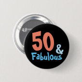 Fabulous Black Birthday Party Button (Vorne & Hinten)