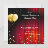 Fabulous Champagne Geburtstagsparty Red Gold Einladung (Rückseite)