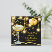 Fabulous Champagne Gold Celebration Party Einladung (Stehend Vorderseite)