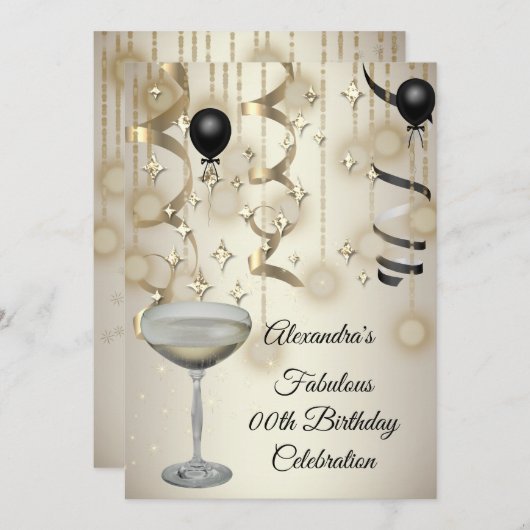 Fabulous Champagne Sepia Lights Party Save The Date (Vorne/Hinten)