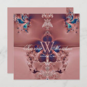 Fabulous Chandelier Fraktal Mauve Wedding Einladung (Vorne/Hinten)