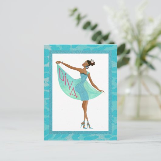 Fabulous Diva Postkarte (Stehend Vorderseite)