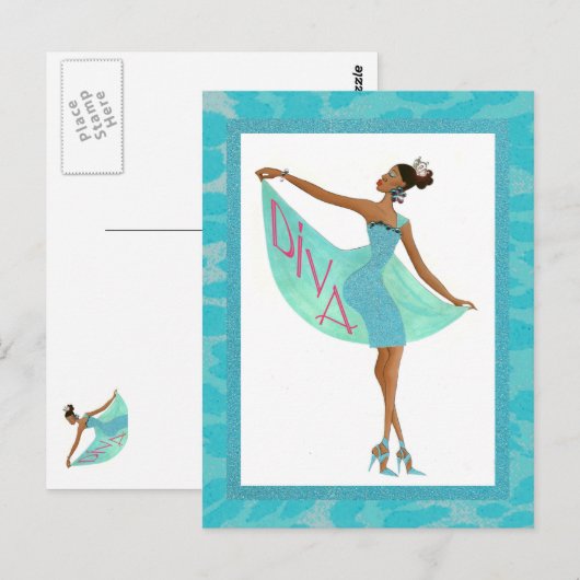Fabulous Diva Postkarte (Vorne/Hinten)
