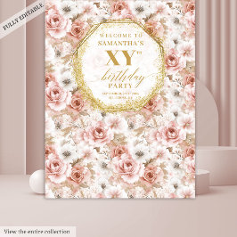 Fabulous Dusty Pink Ivory Gold Foto Stand Wandteppich