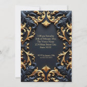 Fabulous Elegant Birthday Party Gold Blue Black Einladung (Rückseite)