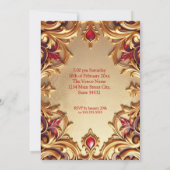 Fabulous Elegant Birthday Party Gold Red Gold Einladung (Rückseite)