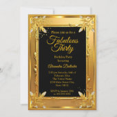 Fabulous Elegant Birthday Photo Gold Black Jewels Einladung (Vorderseite)