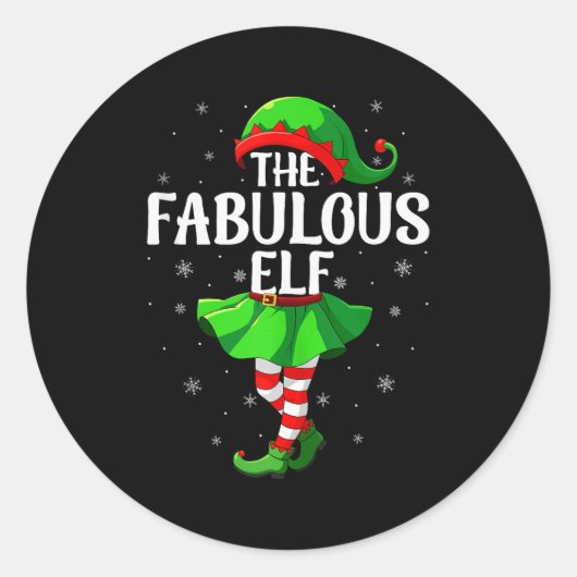 Fabulous Elf Christmas Girls Women Elf Squad Xmas Runder Aufkleber (Vorderseite)