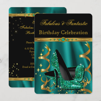 Fabulous Emerald Green Gold Heelse Geburtstagspart Einladung