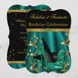 Fabulous Emerald Green Gold Heelse Geburtstagspart Einladung