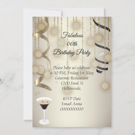 Fabulous Espresso Martini Cocktail Party Save The Date (Rückseite)