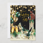 Fabulous Ethnic Birthday Emerald Green Gold Cream Einladung (Vorderseite)