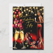 Fabulous Ethnic Birthday Red Champagne Dress Einladung (Vorderseite)